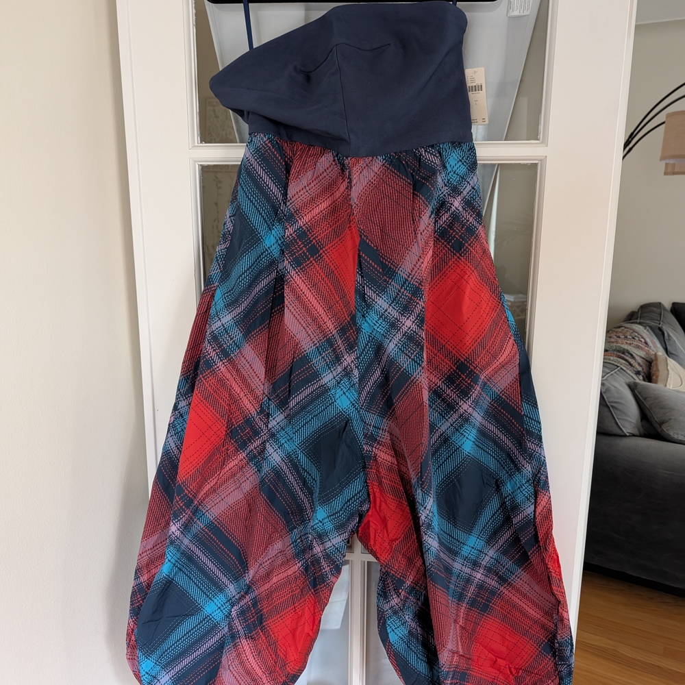 Plaid Harem Pants in Red and Blue